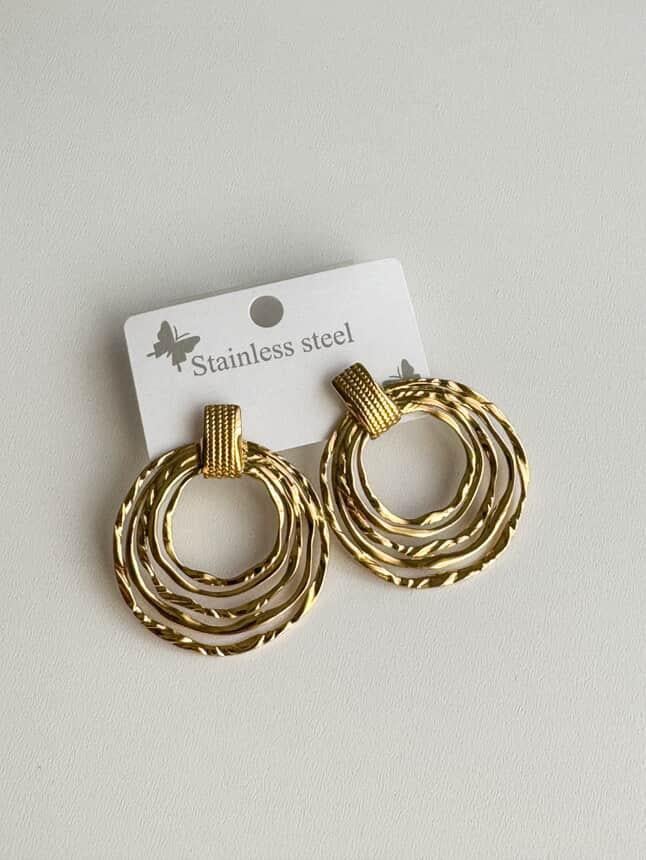 Çelik Gold Vintage Küpe (4 Cm)