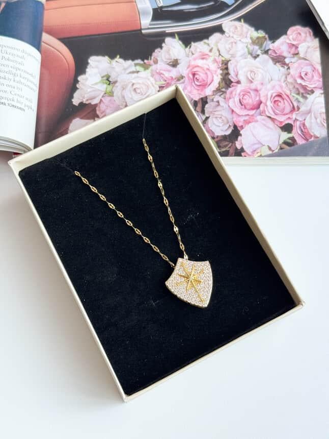 Çelik Gold Yıldızlı Serenay Kolye (44 Cm)