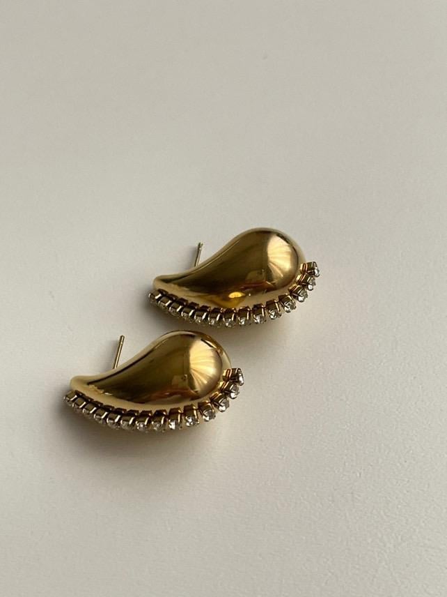 Çelik Gold Zirkon Taşlı Bottega Küpe (2.5 Cm)
