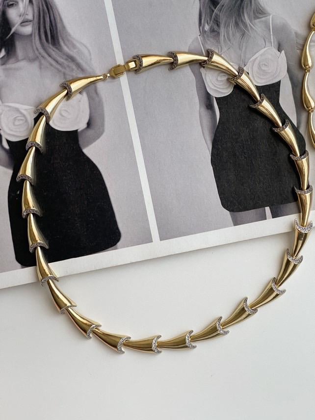 Çelik Gold Zirkon Taşlı Premium Gerdanlık Kolye (43 Cm)