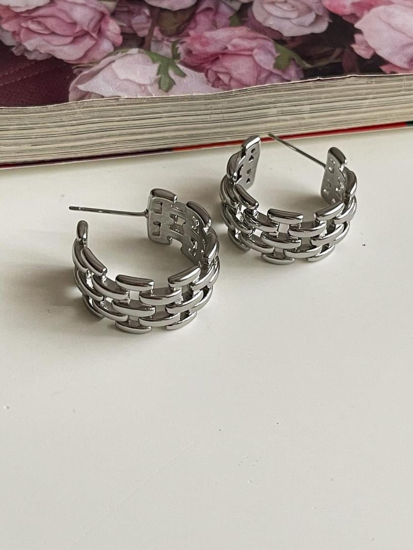 Çelik Gümüş Renk Küpe (2.10 Cm)