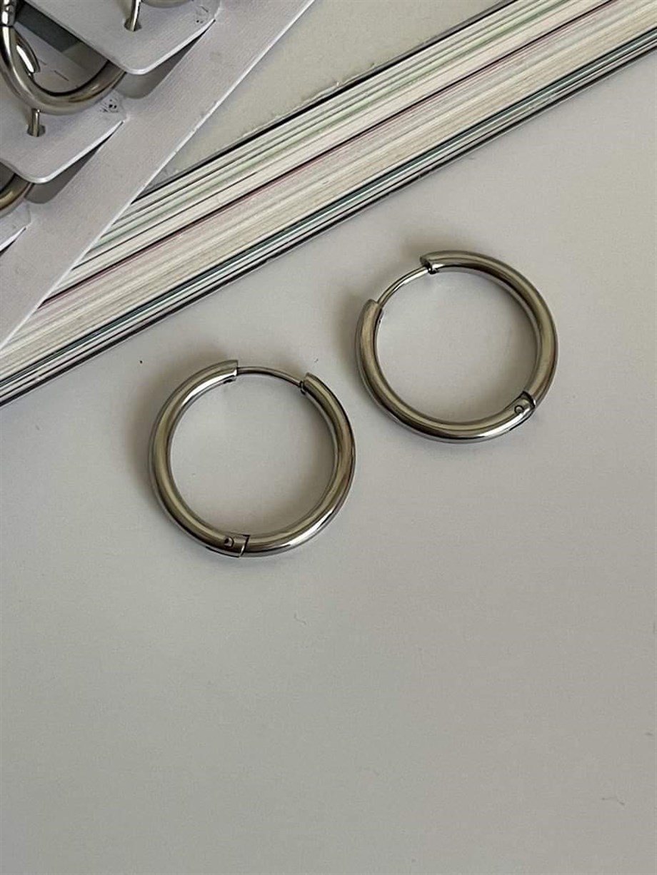 Çelik Gümüş Renk Pera Basic Halka Küpe(2 Cm)-(2 Numara)