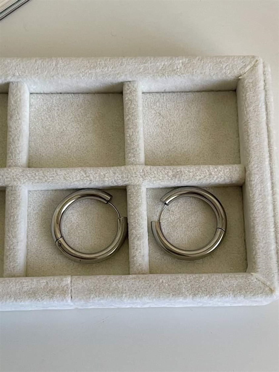 Çelik Gümüş Renk Pera Basic Halka Küpe(2 Cm)-(4 Numara)