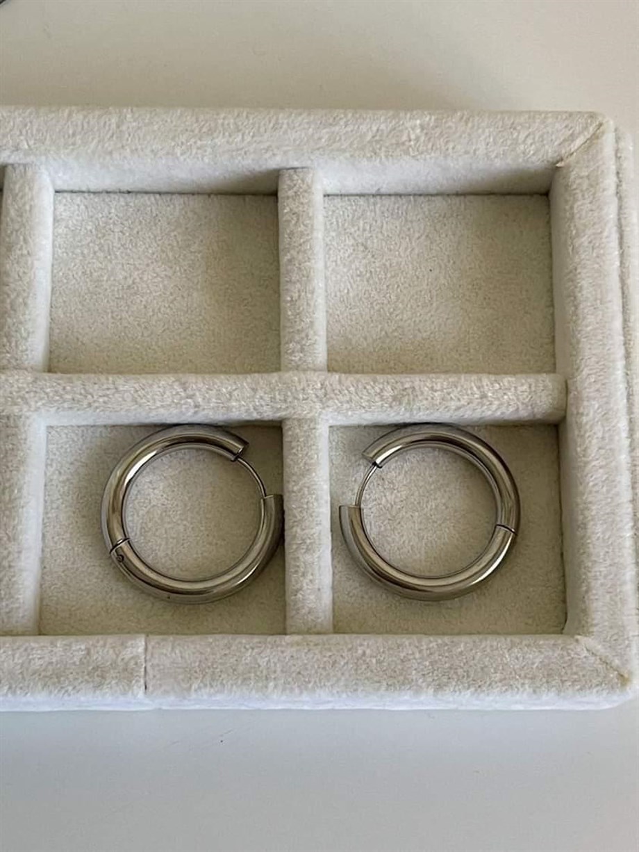 Çelik Gümüş Renk Pera Basic Halka Küpe(2 Cm)-(4 Numara)