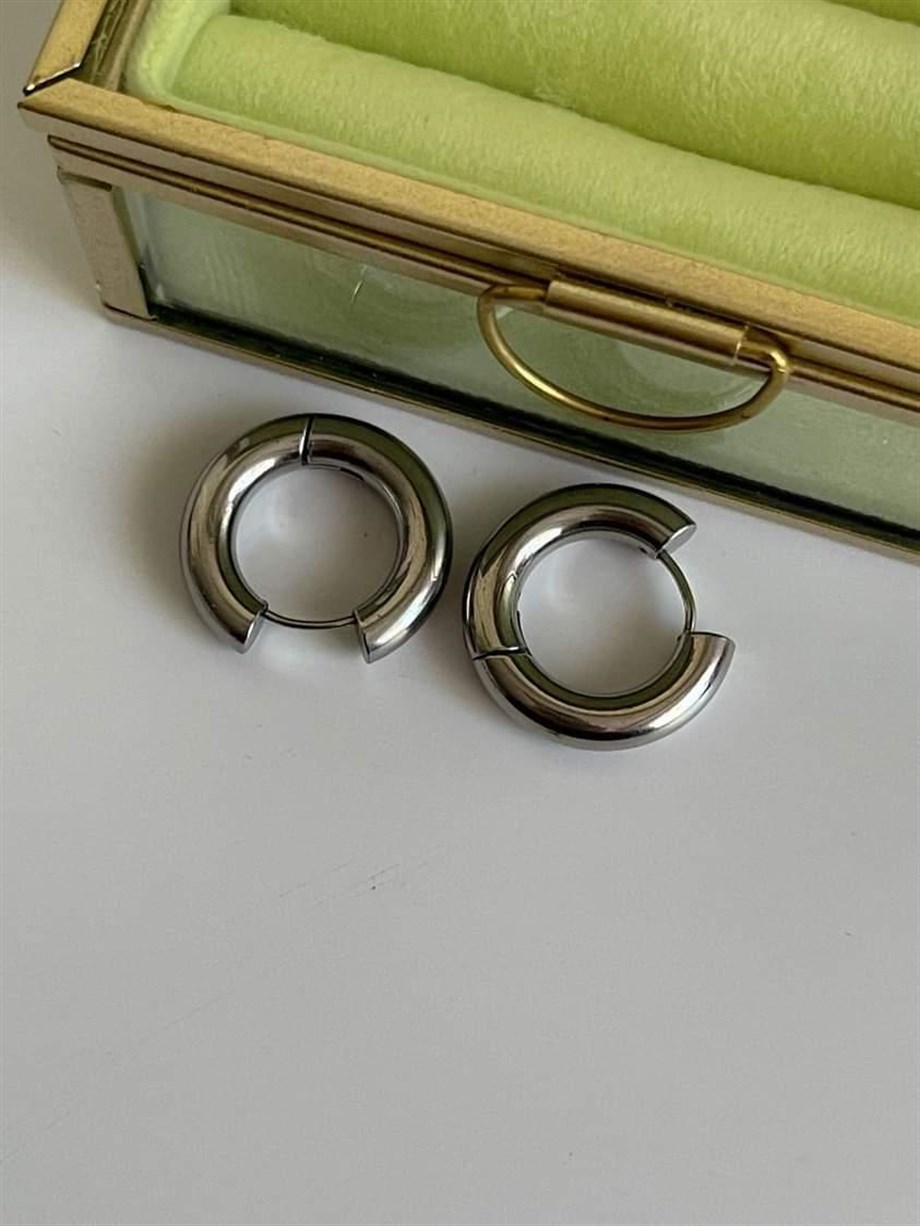 Çelik Gümüş Renk Pera Basic Halka Küpe(2 Cm)-(3 Numara)