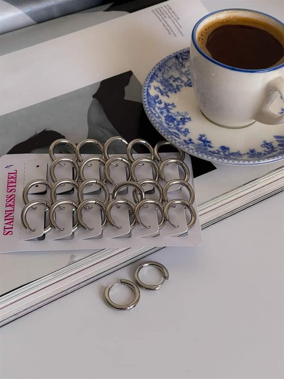Çelik Gümüş Renk Pera Basic Halka Küpe (1.80 Cm) -(1 Numara)
