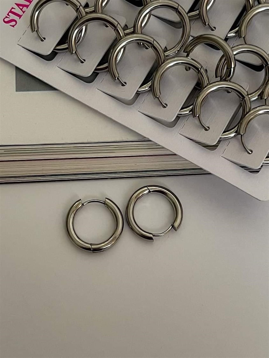 Çelik Gümüş Renk Pera Basic Halka Küpe (1.80 Cm) -(1 Numara)