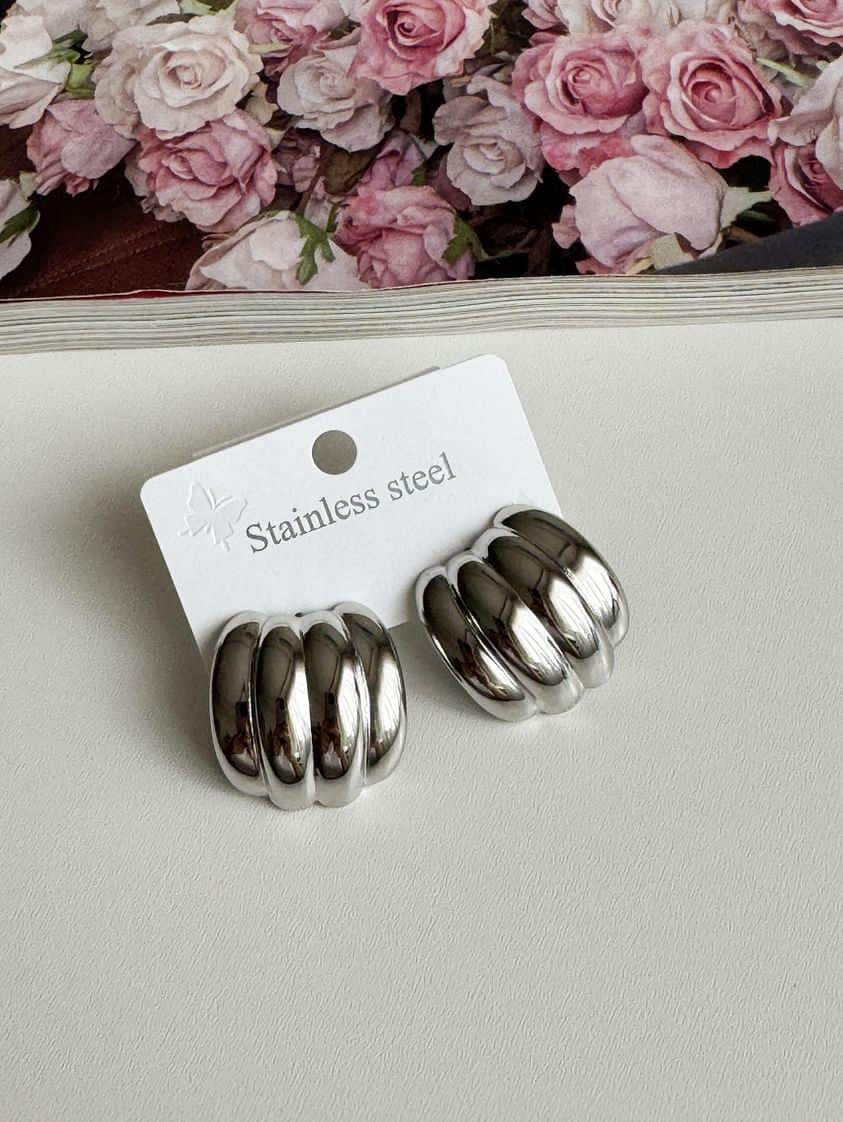 Çelik Gümüş Renk Pinterest Küpe (2.5 Cm)