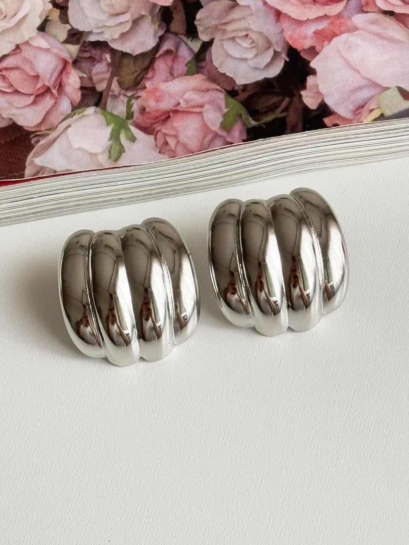 Çelik Gümüş Renk Pinterest Küpe (2.5 Cm)