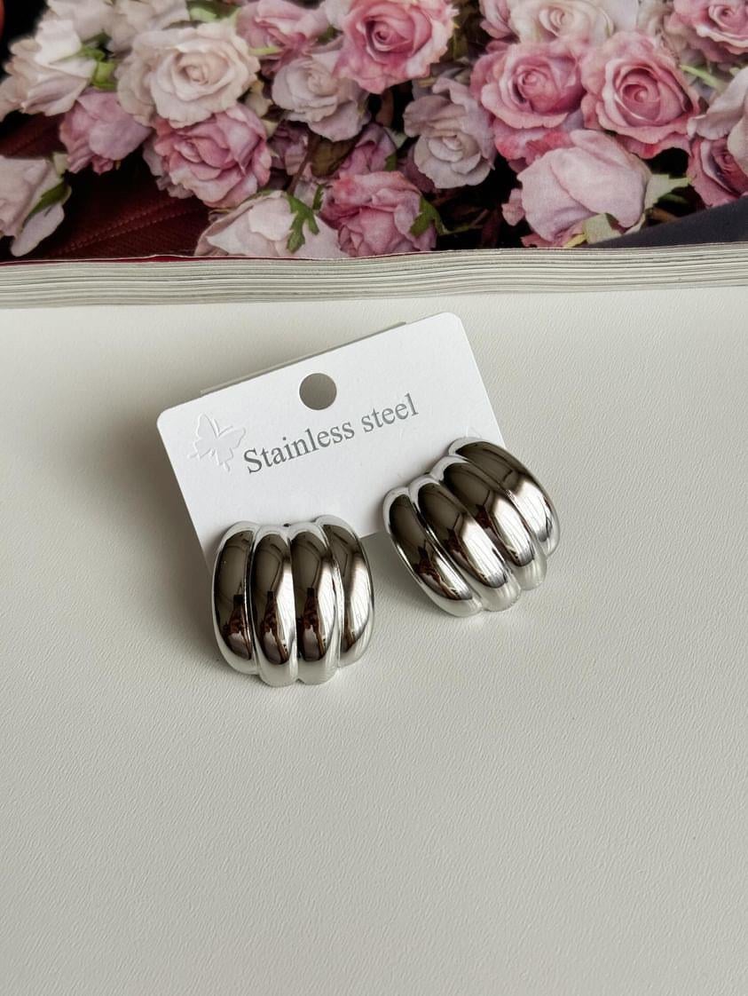 Çelik Gümüş Renk Pinterest Küpe (2.5 Cm)