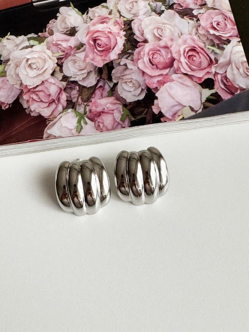 Çelik Gümüş Renk Pinterest Küpe (2.5 Cm)