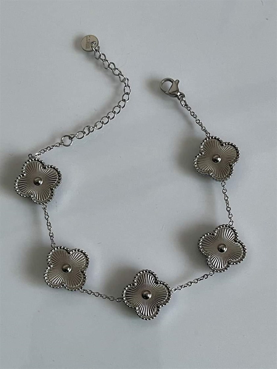 Çelik Gümüş Renk Van Cleef Bileklik (23 Cm)