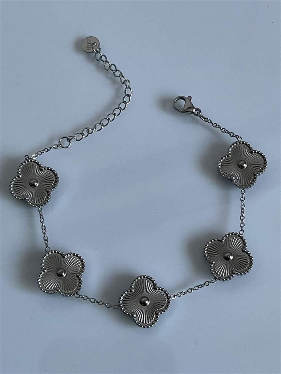Çelik Gümüş Renk Van Cleef Bileklik (23 Cm)