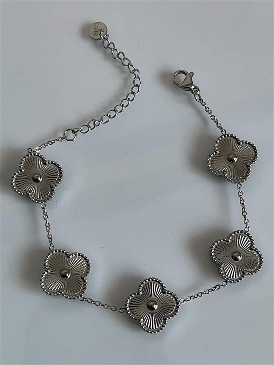 Çelik Gümüş Renk Van Cleef Bileklik (23 Cm)
