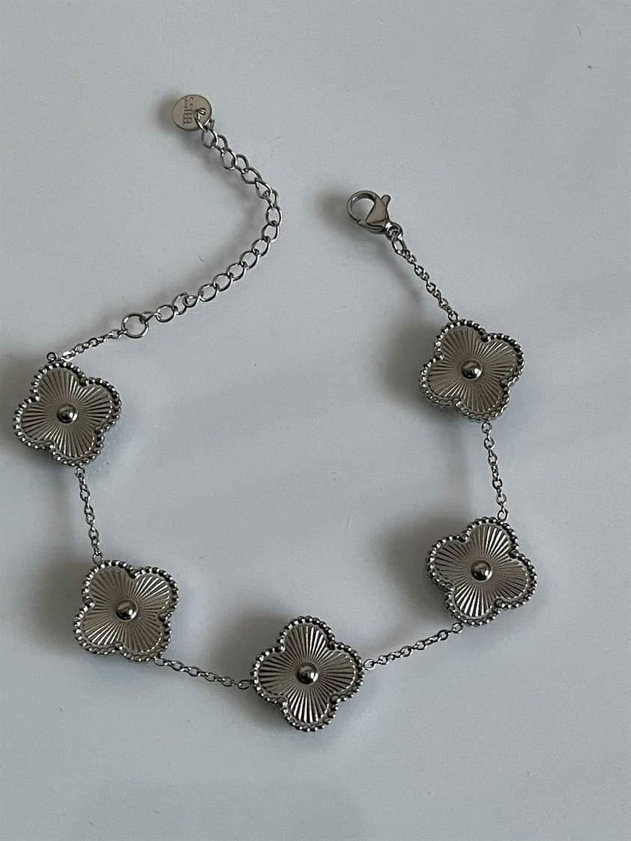 Çelik Gümüş Renk Van Cleef Bileklik (23 Cm)