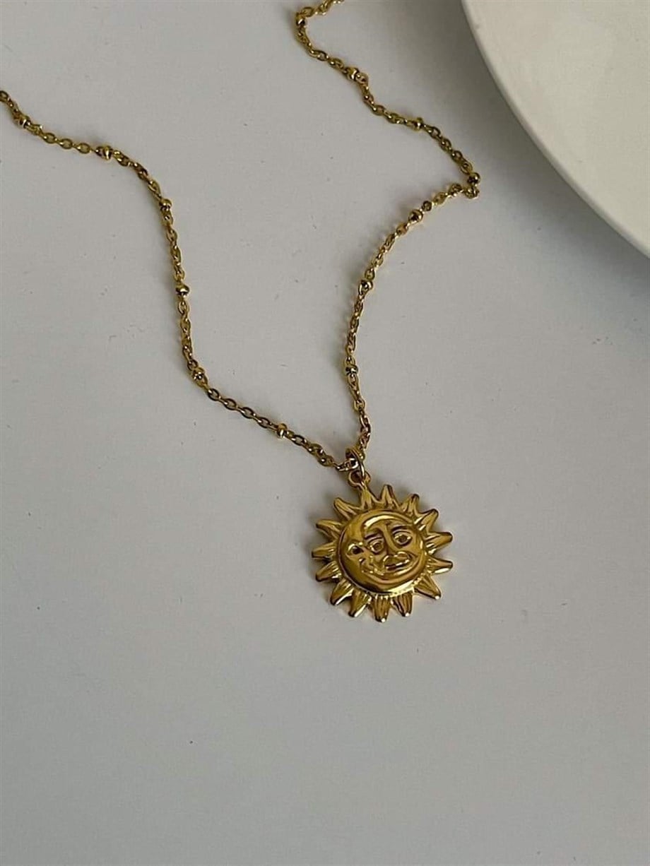 Çelik Güneş Kolye (46 Cm)
