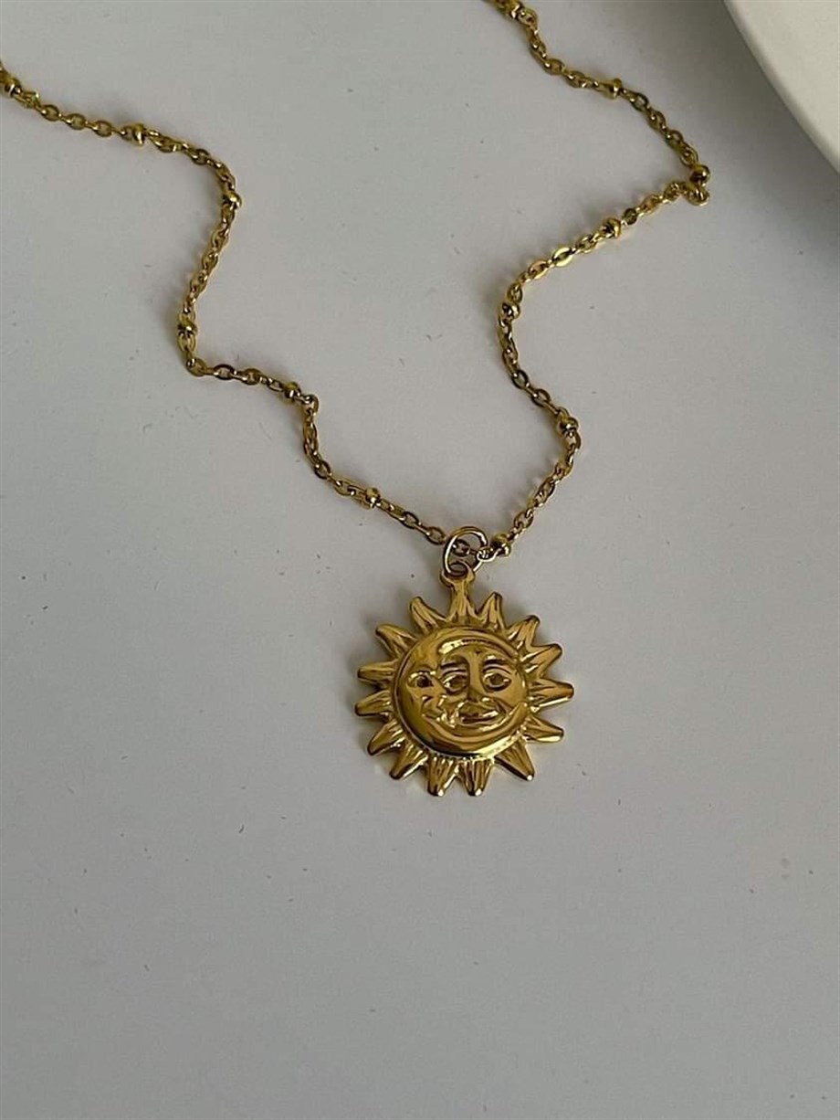 Çelik Güneş Kolye (46 Cm)