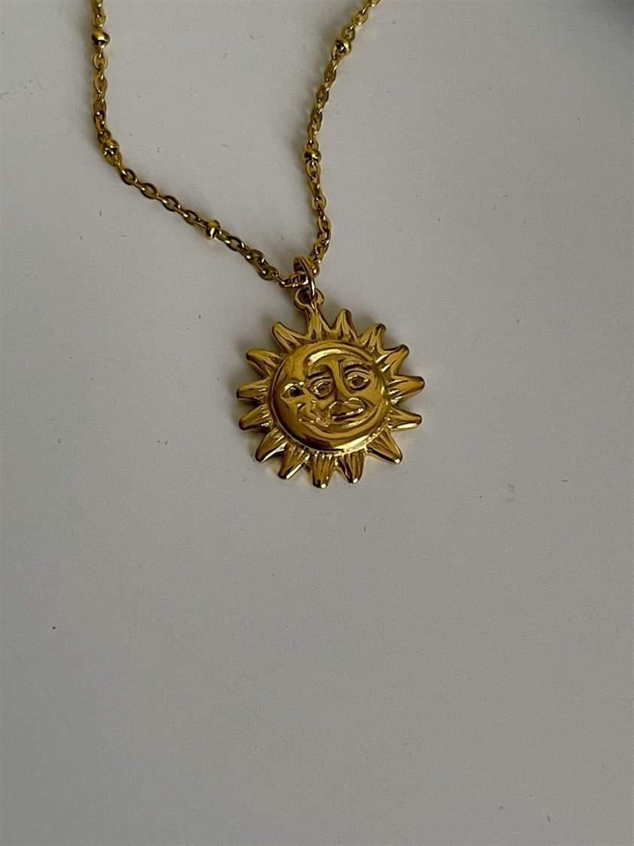 Çelik Güneş Kolye (46 Cm)