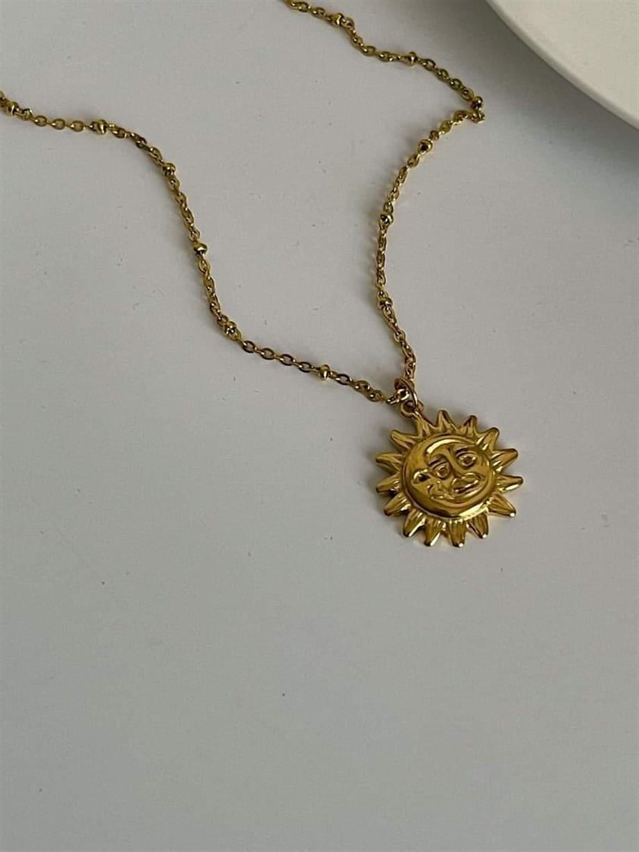 Çelik Güneş Kolye (46 Cm)
