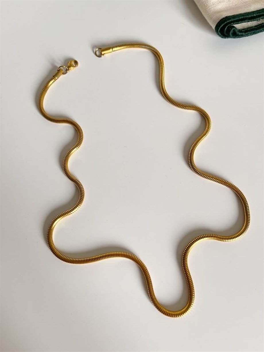 Çelik İnce Boru Snake Kolye (59 Cm)