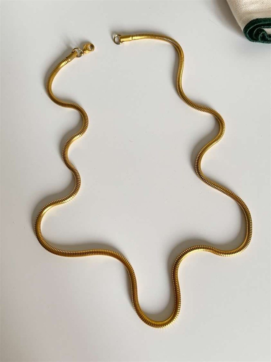 Çelik İnce Boru Snake Kolye (59 Cm)
