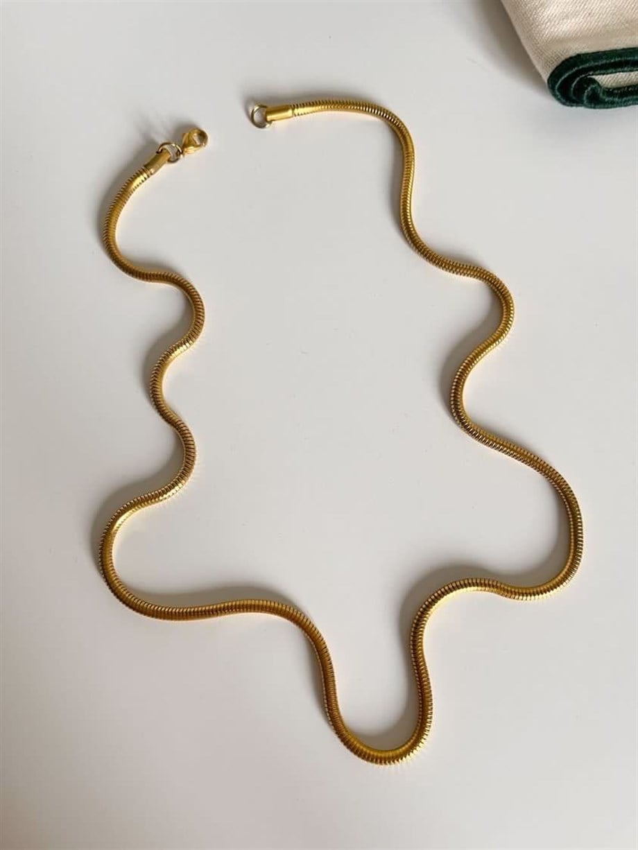 Çelik İnce Boru Snake Kolye (59 Cm)
