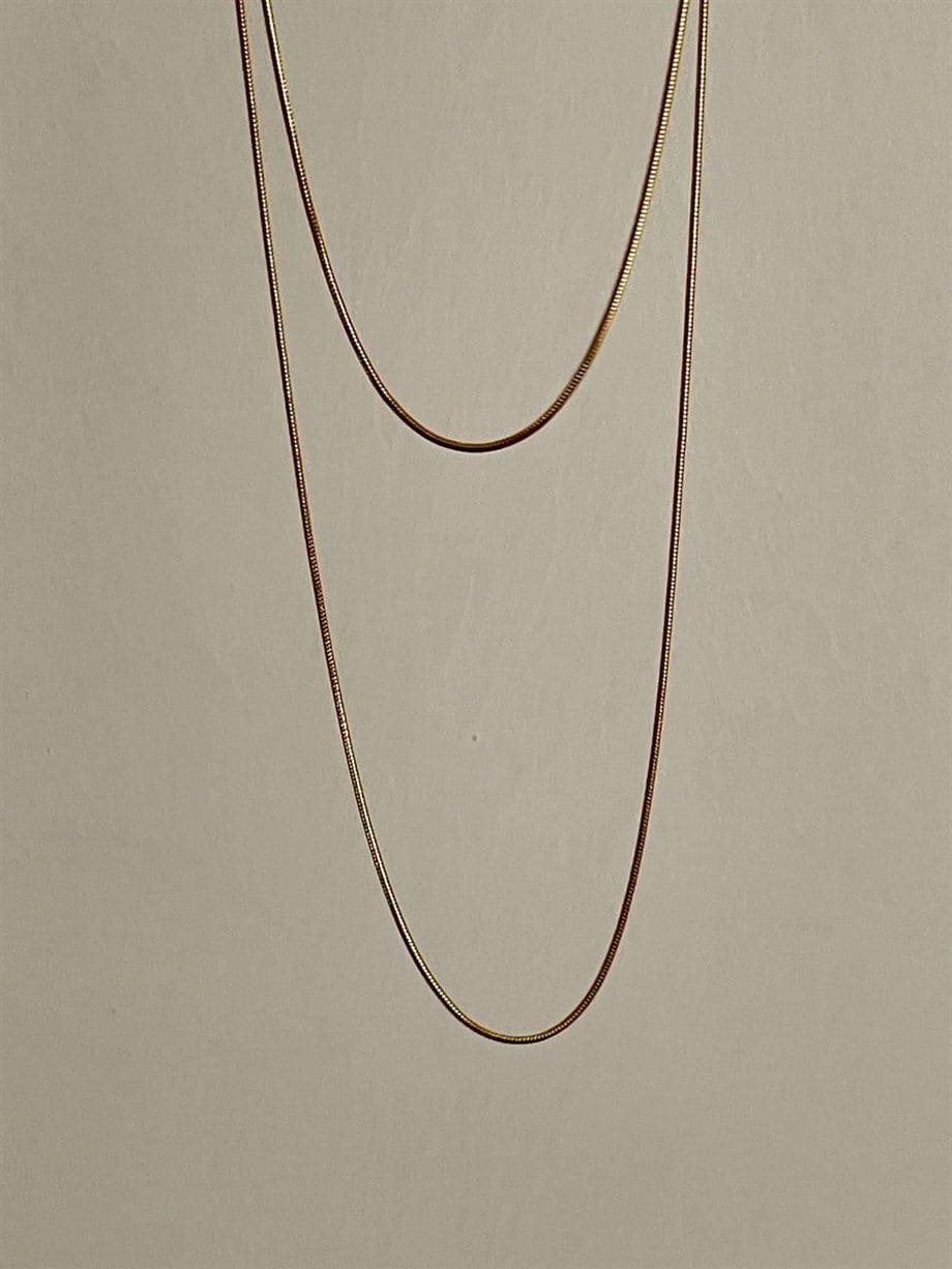 Çelik İnce Kısa Minimal Snake Kolye (48 Cm)