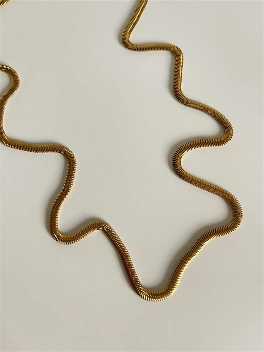 Çelik İnce Snake Uzun Kolye (59 Cm)