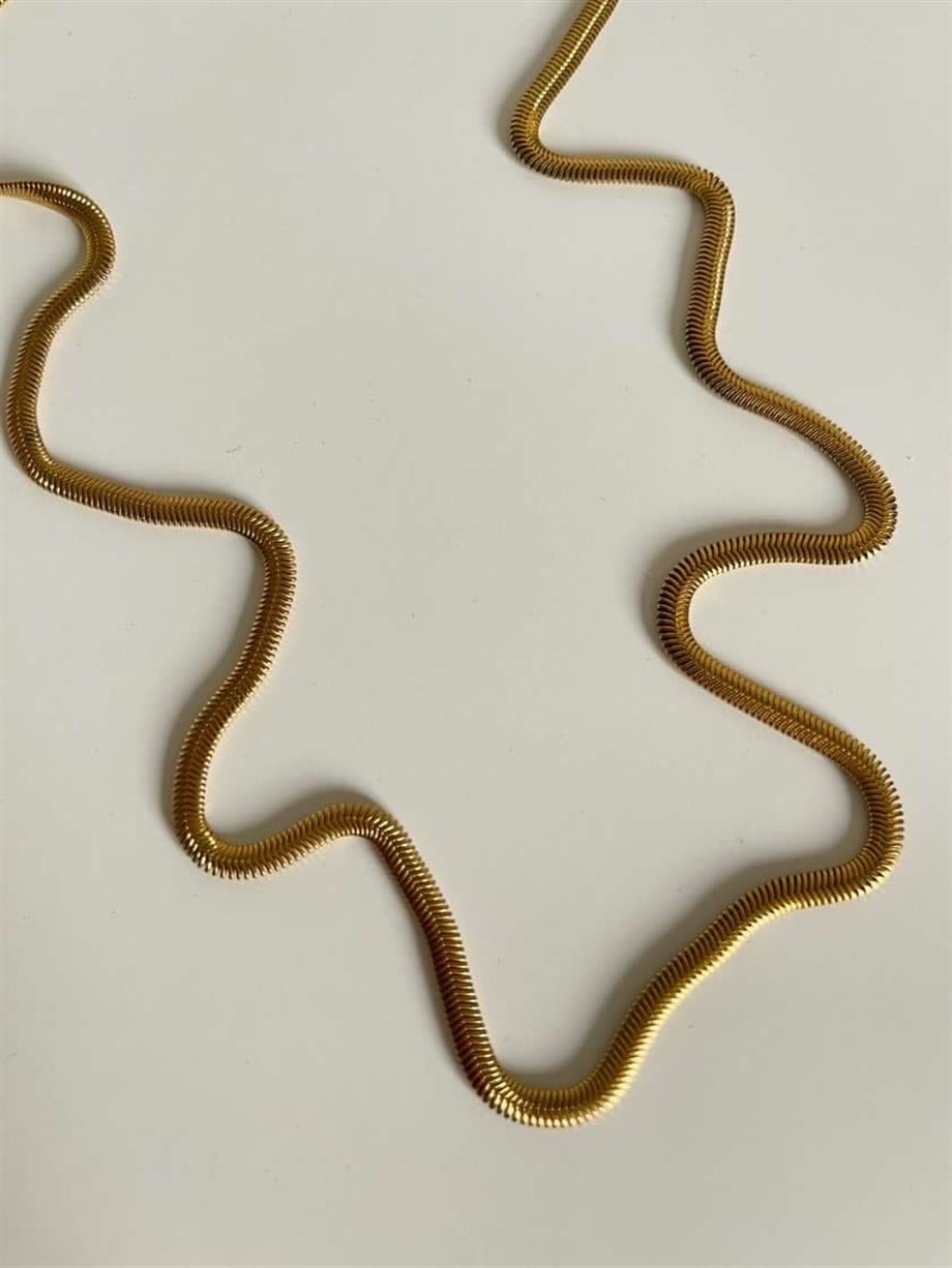 Çelik İnce Snake Uzun Kolye (59 Cm)