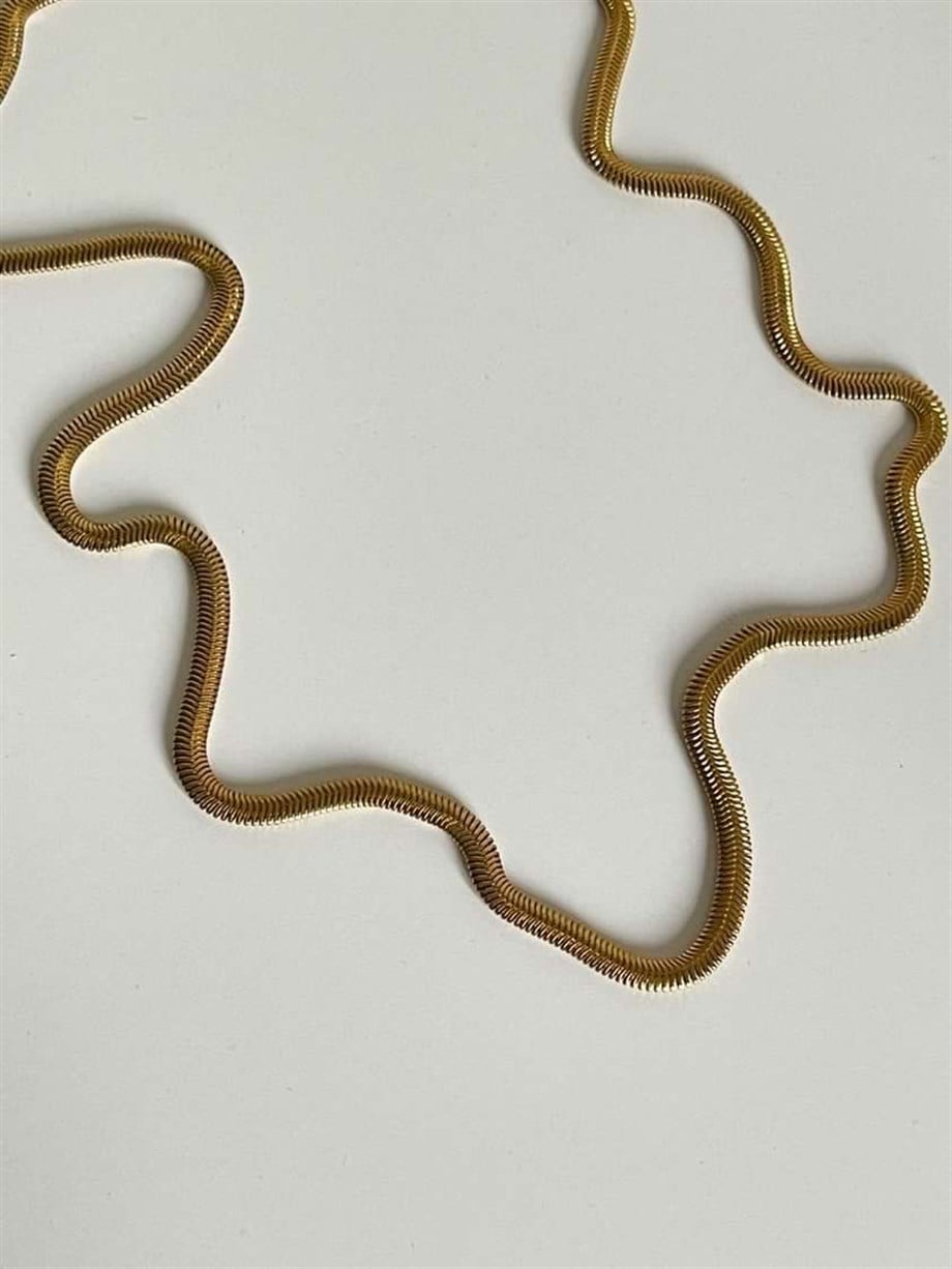 Çelik İnce Snake Uzun Kolye (59 Cm)