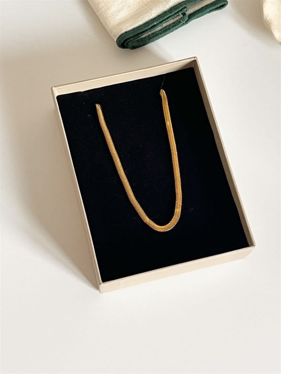 Çelik İnce Snake Uzun Kolye (59 Cm)