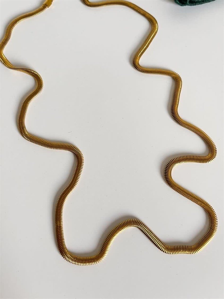 Çelik İnce Snake Uzun Kolye (59 Cm)