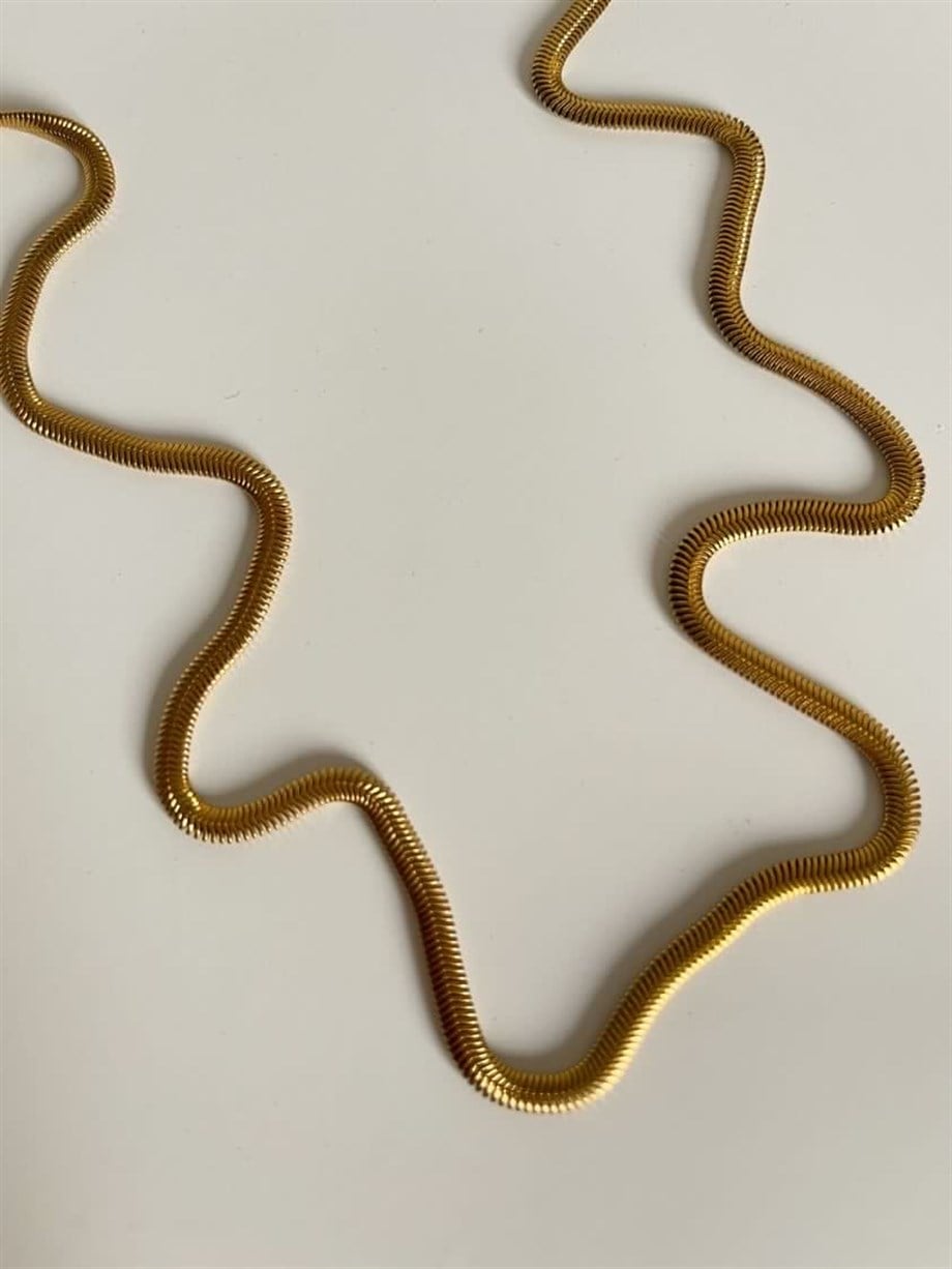 Çelik İnce Snake Uzun Kolye (59 Cm)