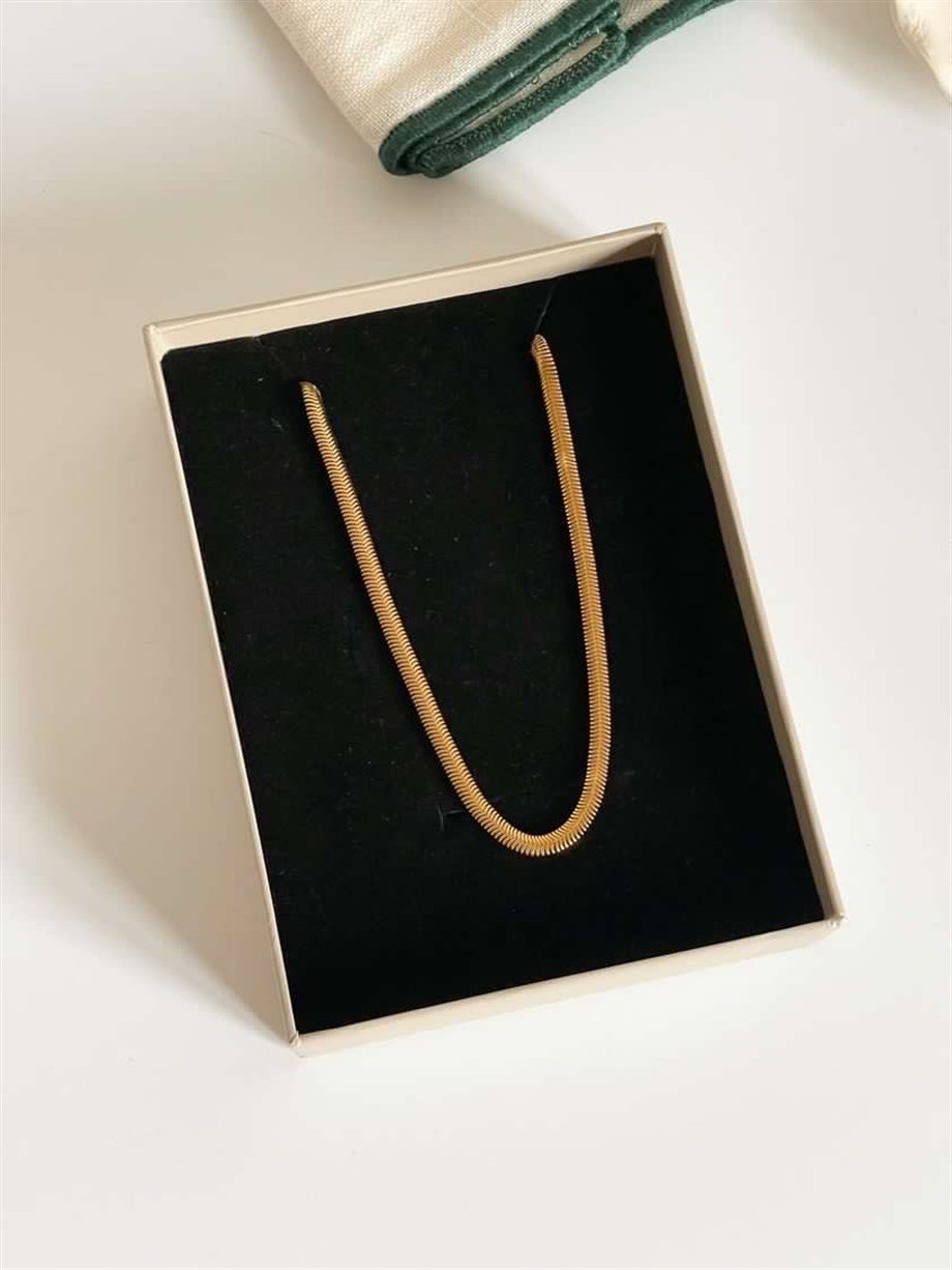 Çelik İnce Snake Uzun Kolye (59 Cm)