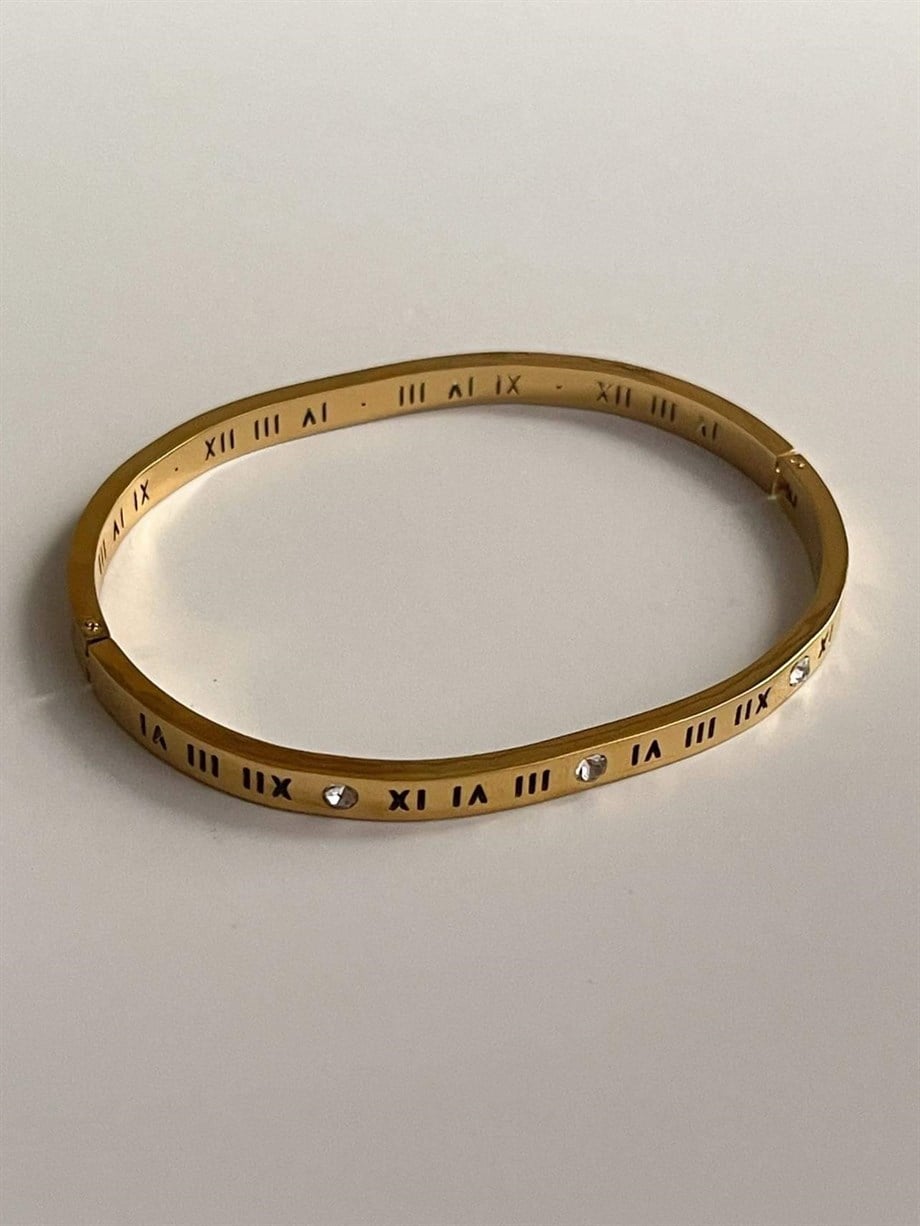 Çelik İnce Taşlı Marka Model Kelepçe Bileklik (6.5 Cm)