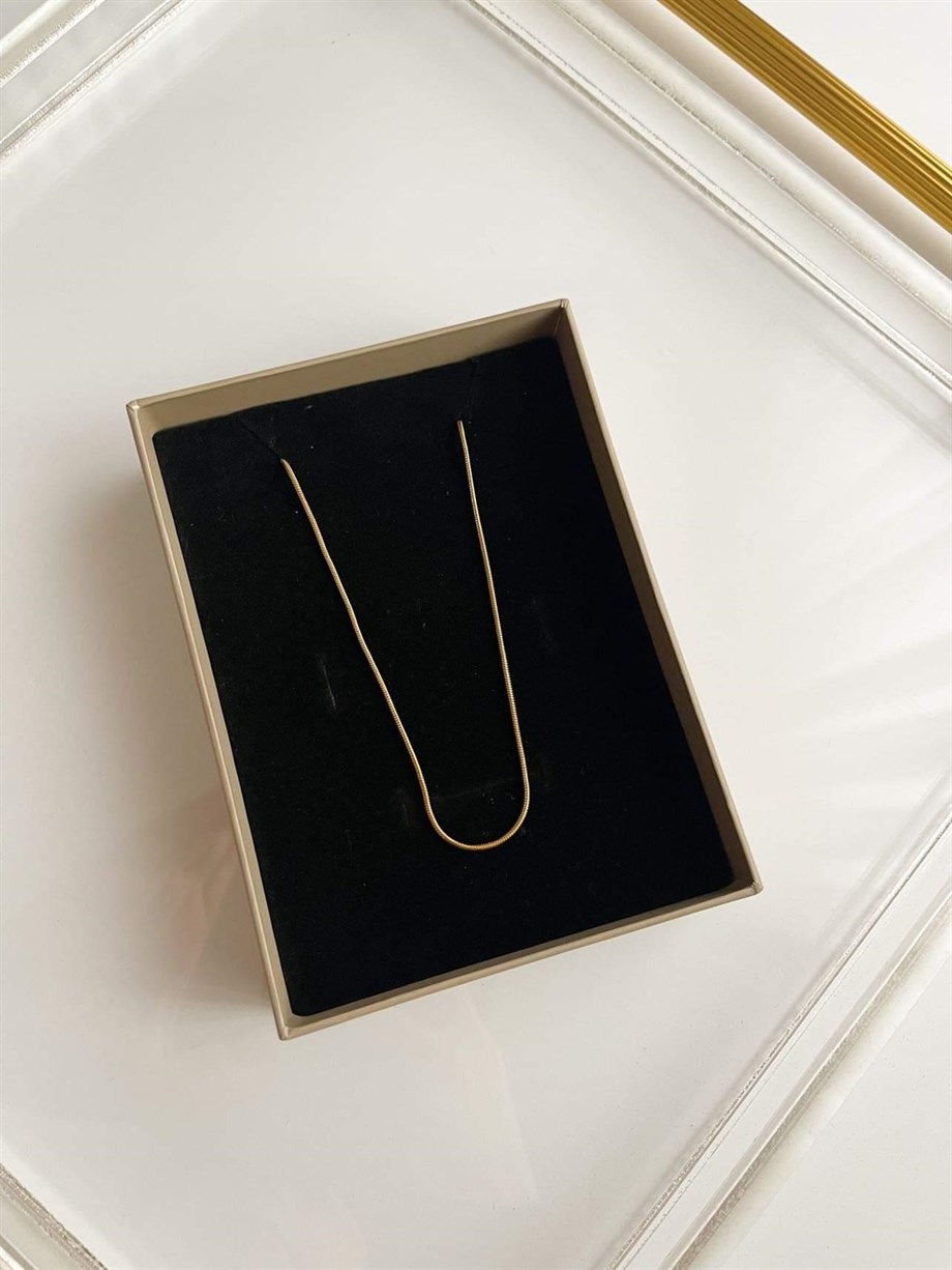Çelik İnce Uzun Minimal Snake Kolye (67 Cm)