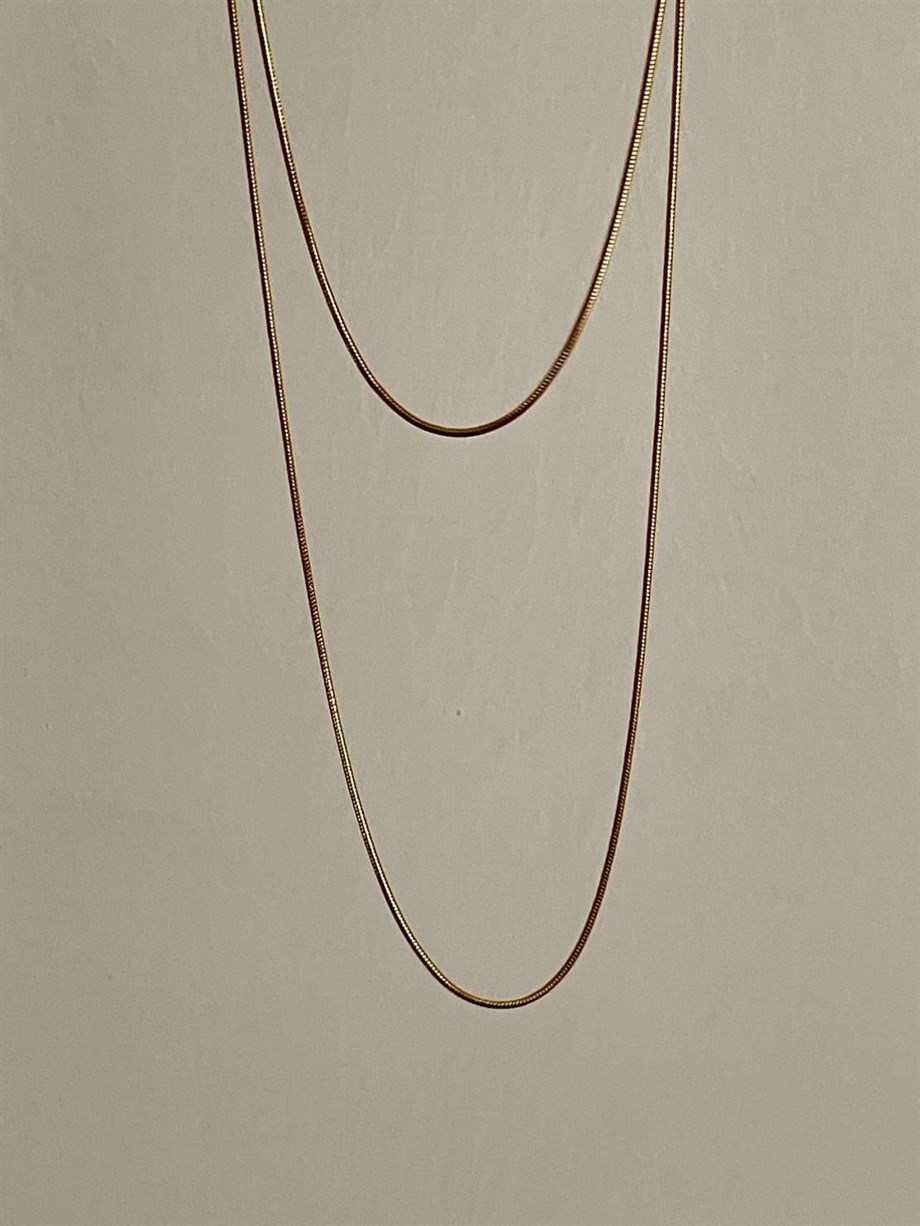 Çelik İnce Uzun Minimal Snake Kolye (67 Cm)