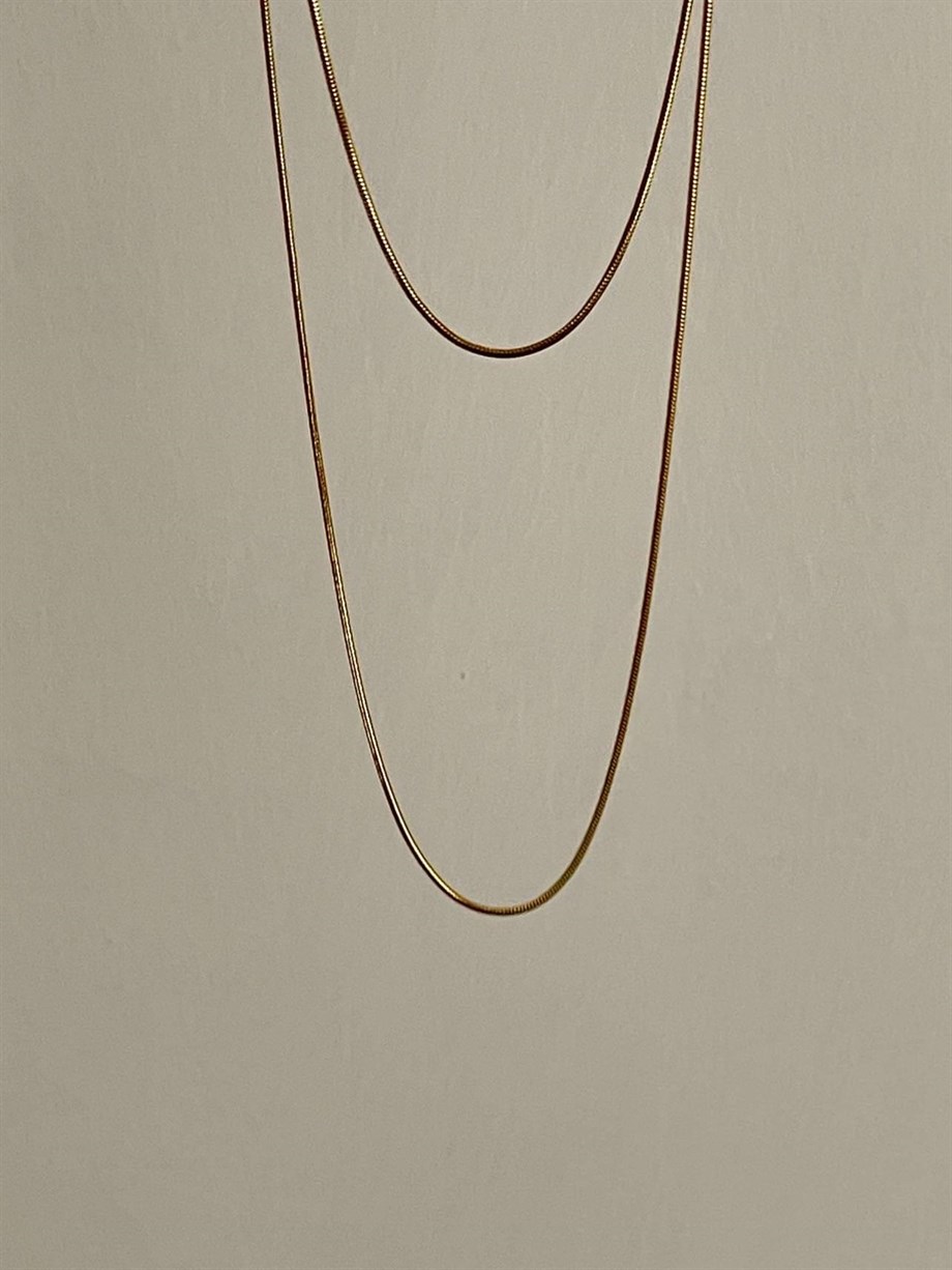 Çelik İnce Uzun Minimal Snake Kolye (67 Cm)