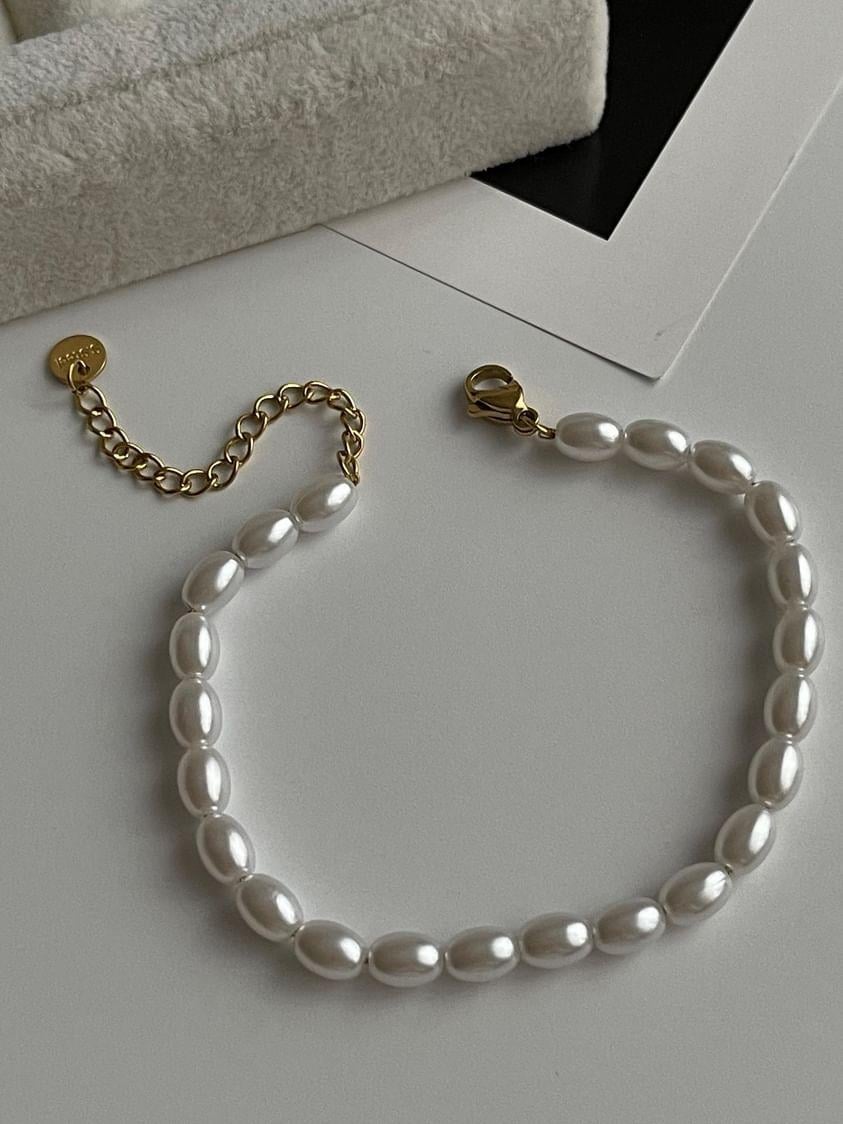Çelik İncili Gold Bileklik (22 Cm)