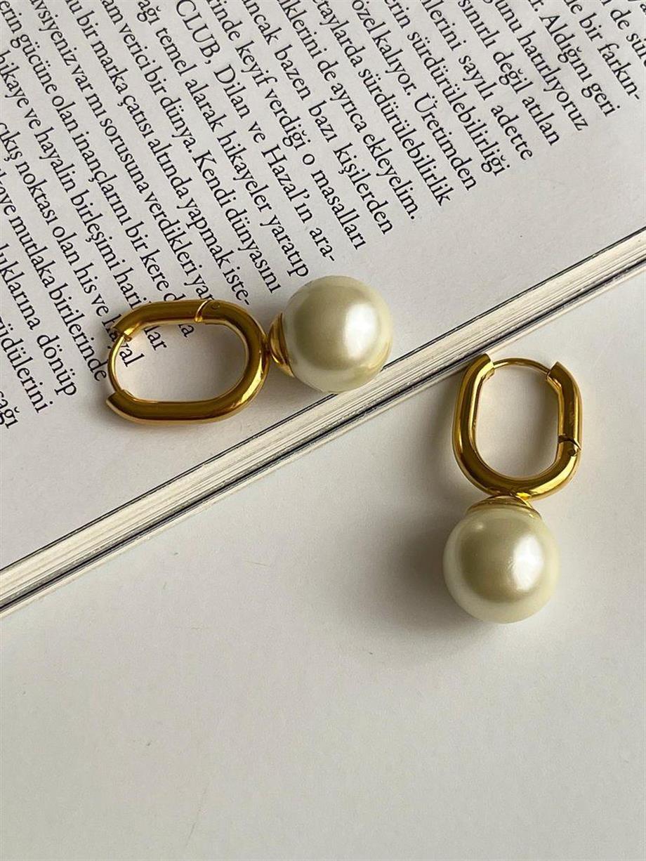 Çelik İncili Küpe (3 Cm)