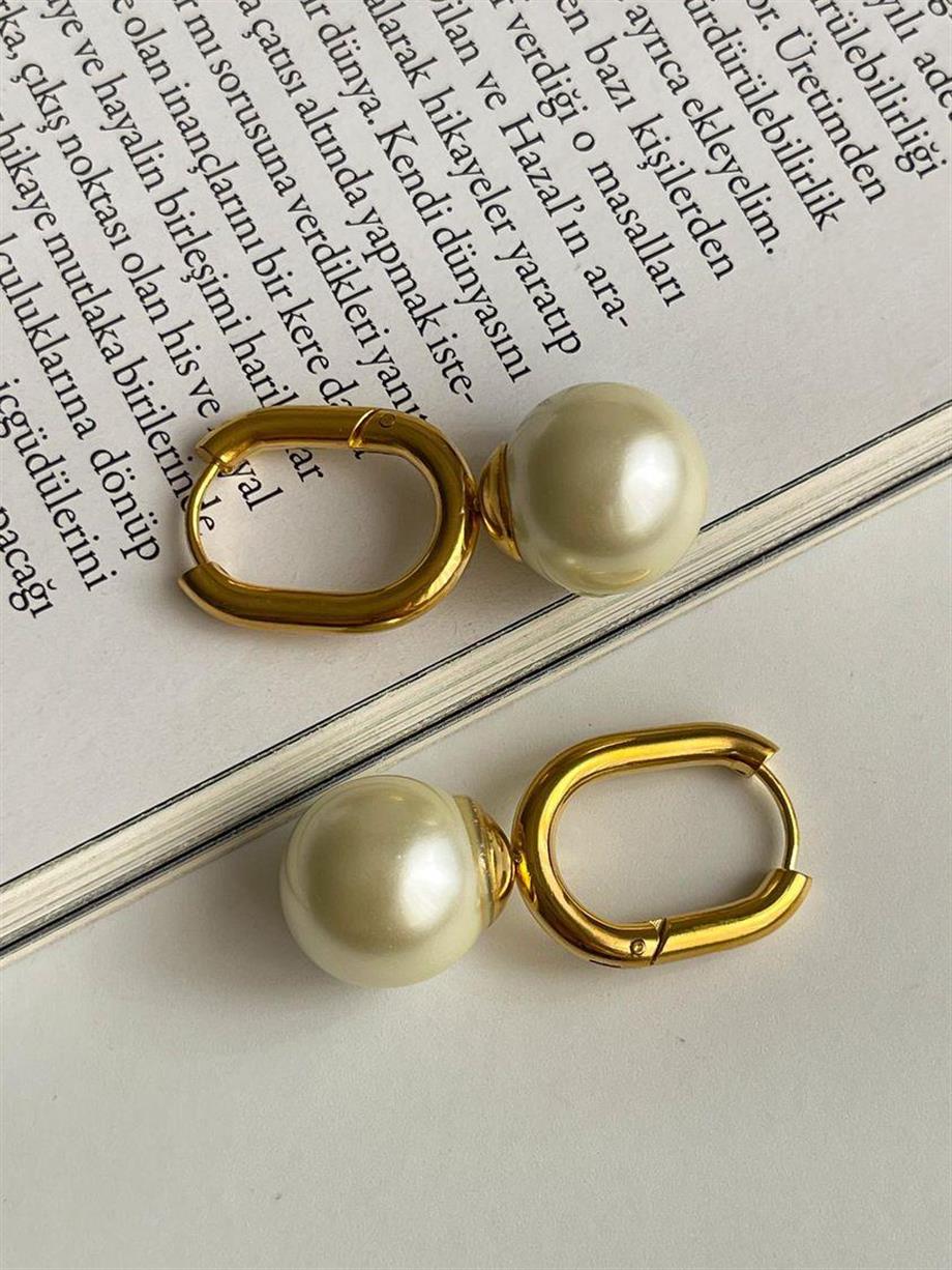 Çelik İncili Küpe (3 Cm)