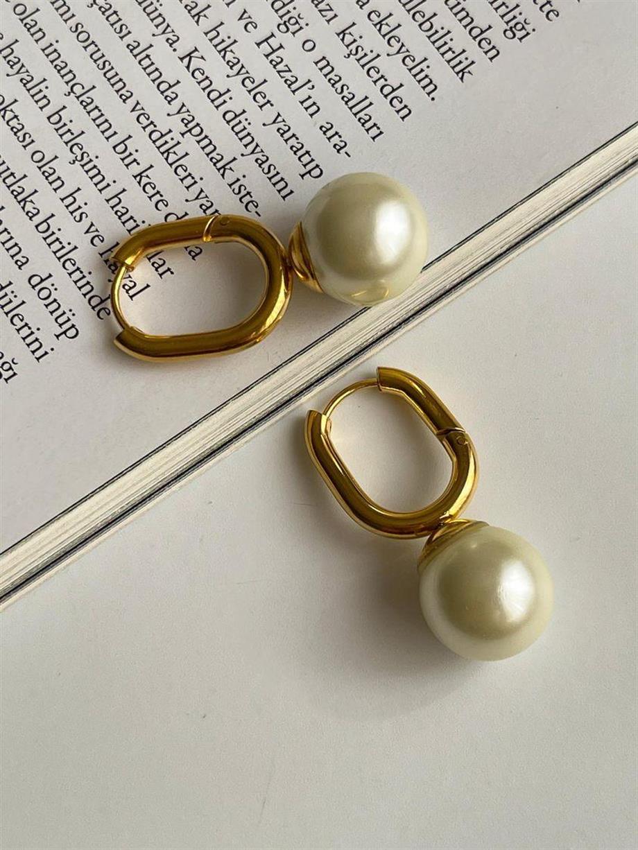 Çelik İncili Küpe (3 Cm)