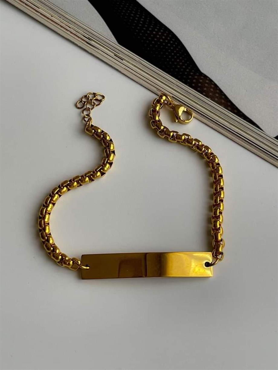 Çelik İsim Yazdırılabilir Künye Bileklik (23 Cm)