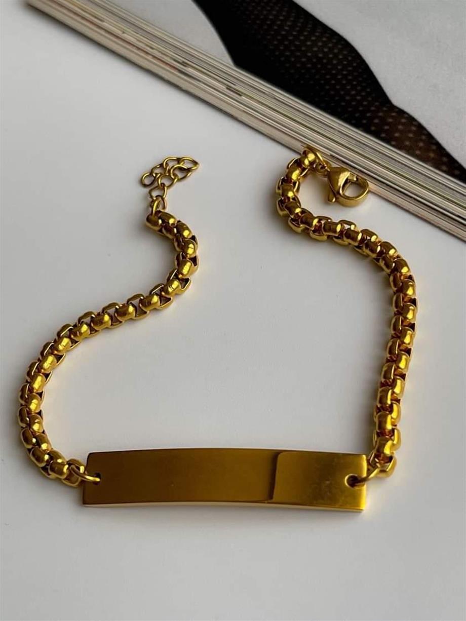 Çelik İsim Yazdırılabilir Künye Bileklik (23 Cm)
