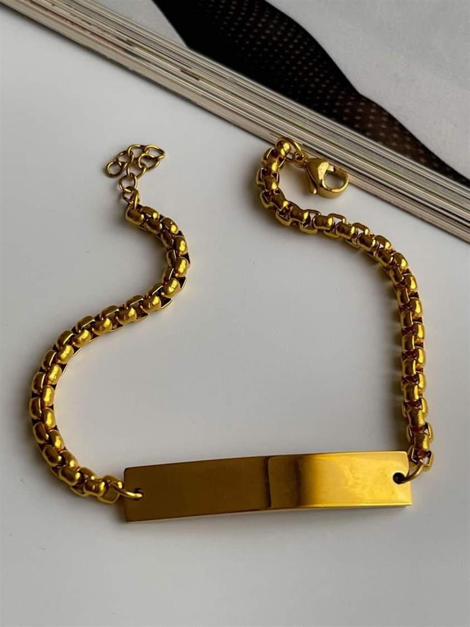 Çelik İsim Yazdırılabilir Künye Bileklik (23 Cm)