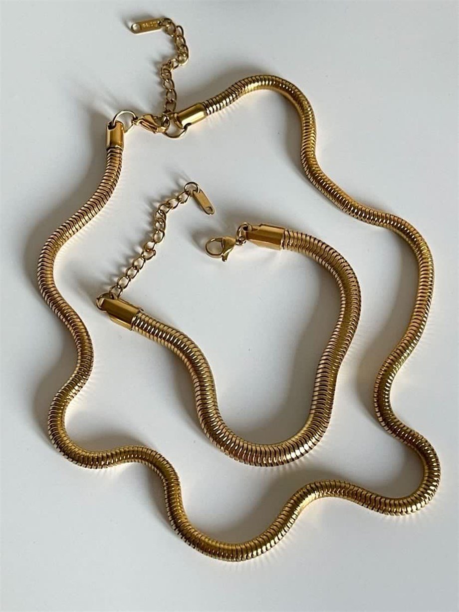 Çelik Kalın Boru Snake Bileklik (27 Cm)