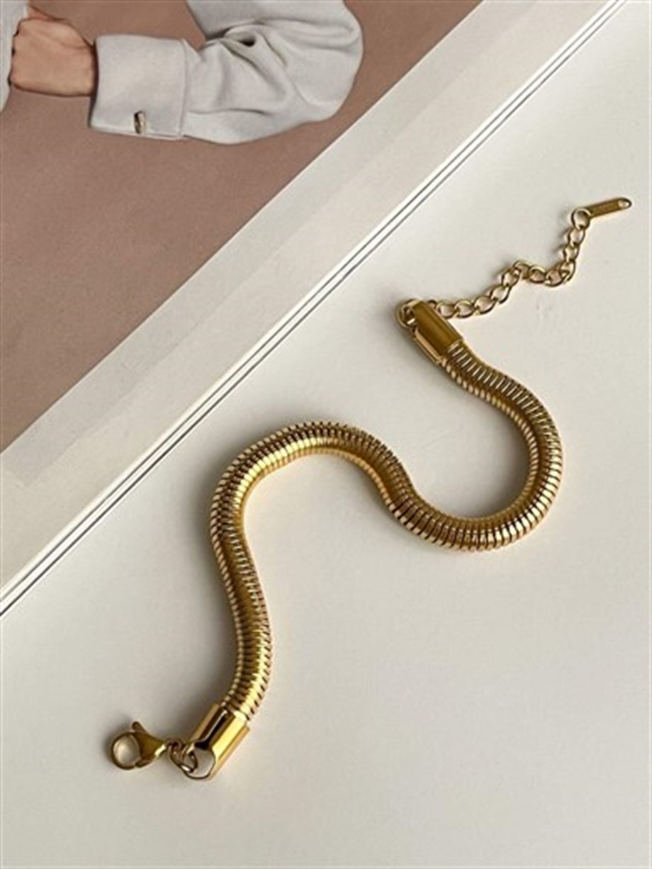 Çelik Kalın Boru Snake Bileklik (27 Cm)