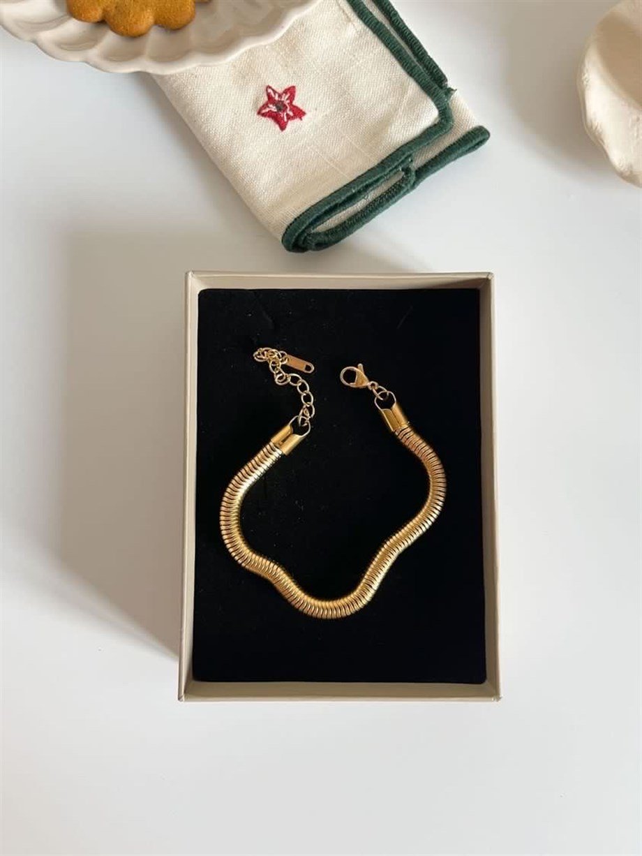 Çelik Kalın Boru Snake Bileklik (27 Cm)