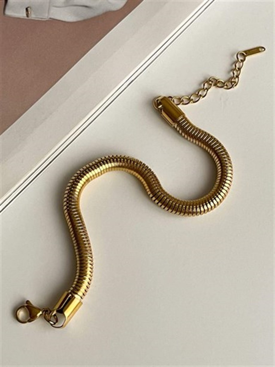 Çelik Kalın Boru Snake Bileklik (27 Cm)