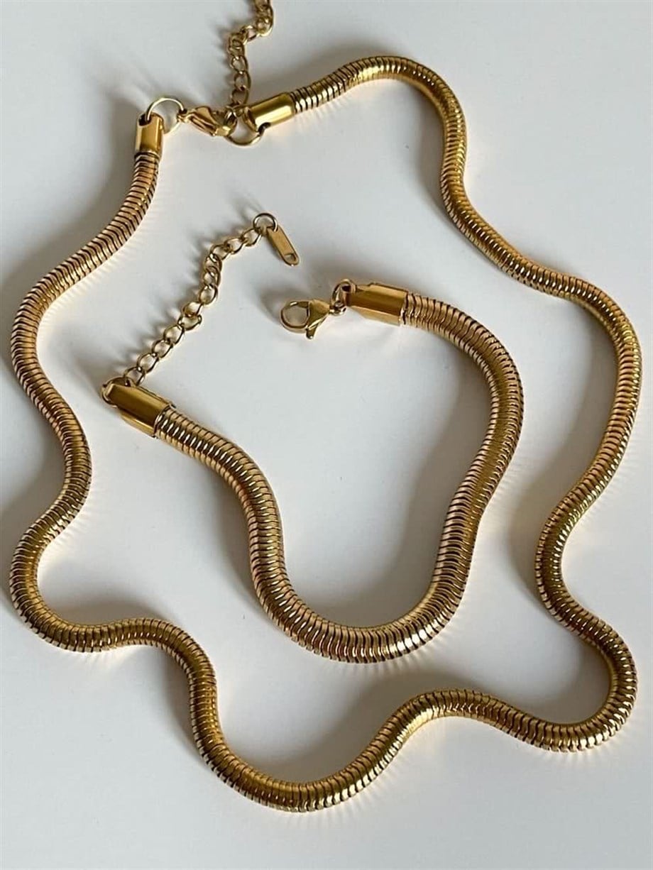 Çelik Kalın Boru Snake Bileklik (27 Cm)